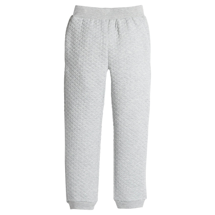 little english classic children's clothing,  unisex quilted jogger pant in light gray