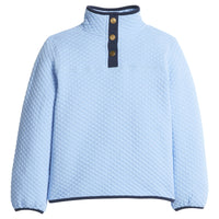 little english classic children's clothing unisex light blue quilted pullover with navy trim for fall 