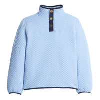 little english classic children's clothing unisex light blue quilted pullover with navy trim for fall 