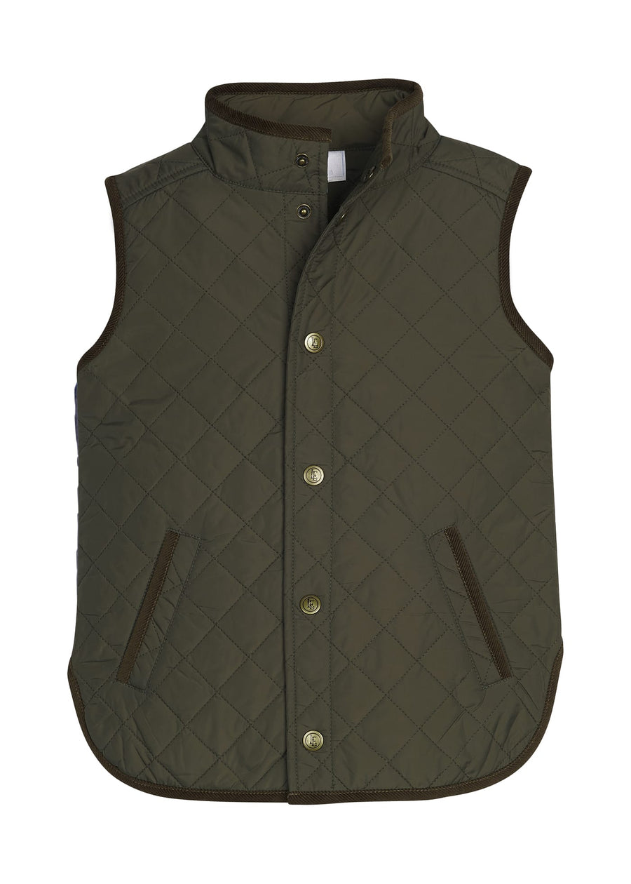 Childs Classic Quilted Vest in Olive | Little English