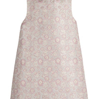 little english classic children's clothing girls shift dress with light pink and gold floral rosewood jacquard for special occasions