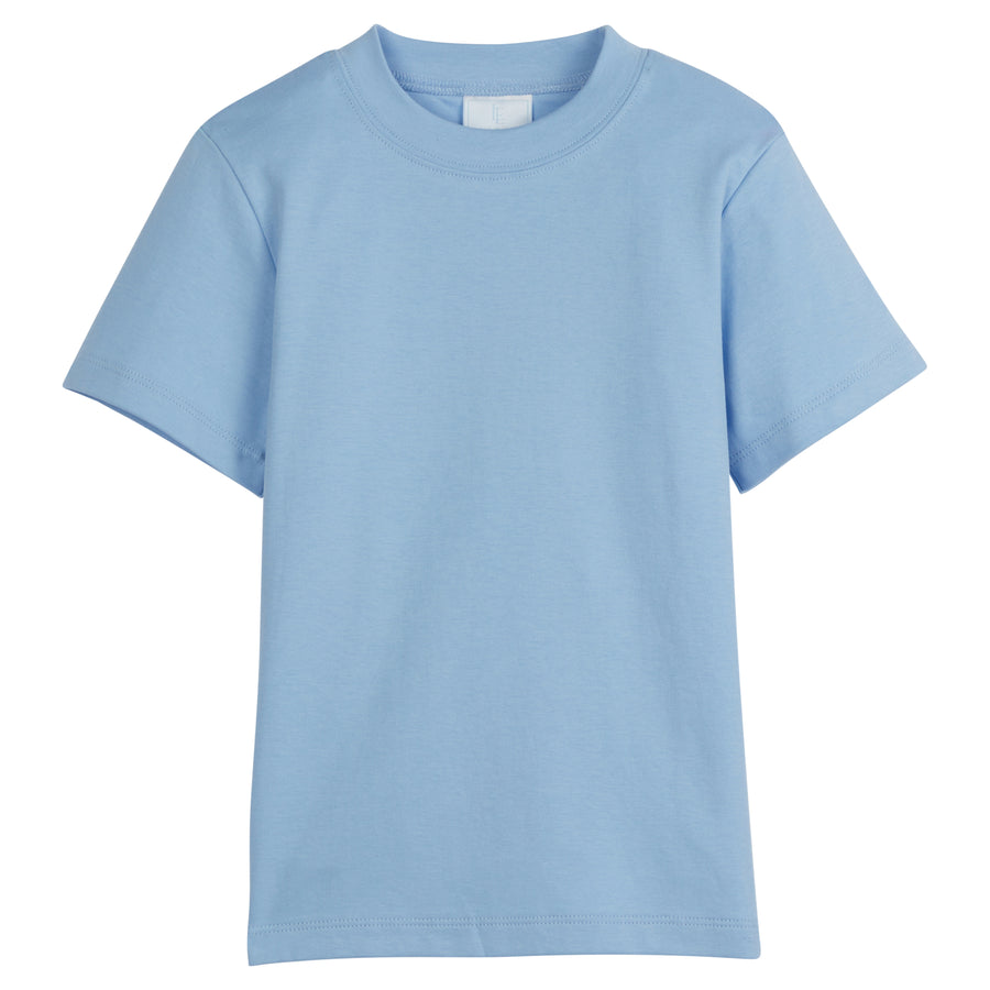 Little English boy's classic t-shirt in light blue, soft knit tee for boys