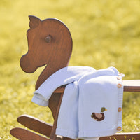 Little English classic baby clothes, signature light blue cardigan with mallards for baby boys