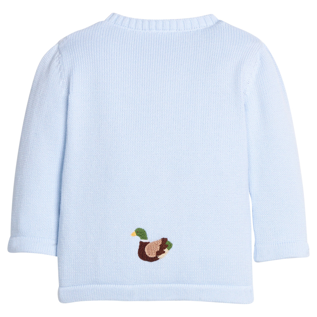 Little English classic baby clothes, signature light blue cardigan with mallards for baby boys