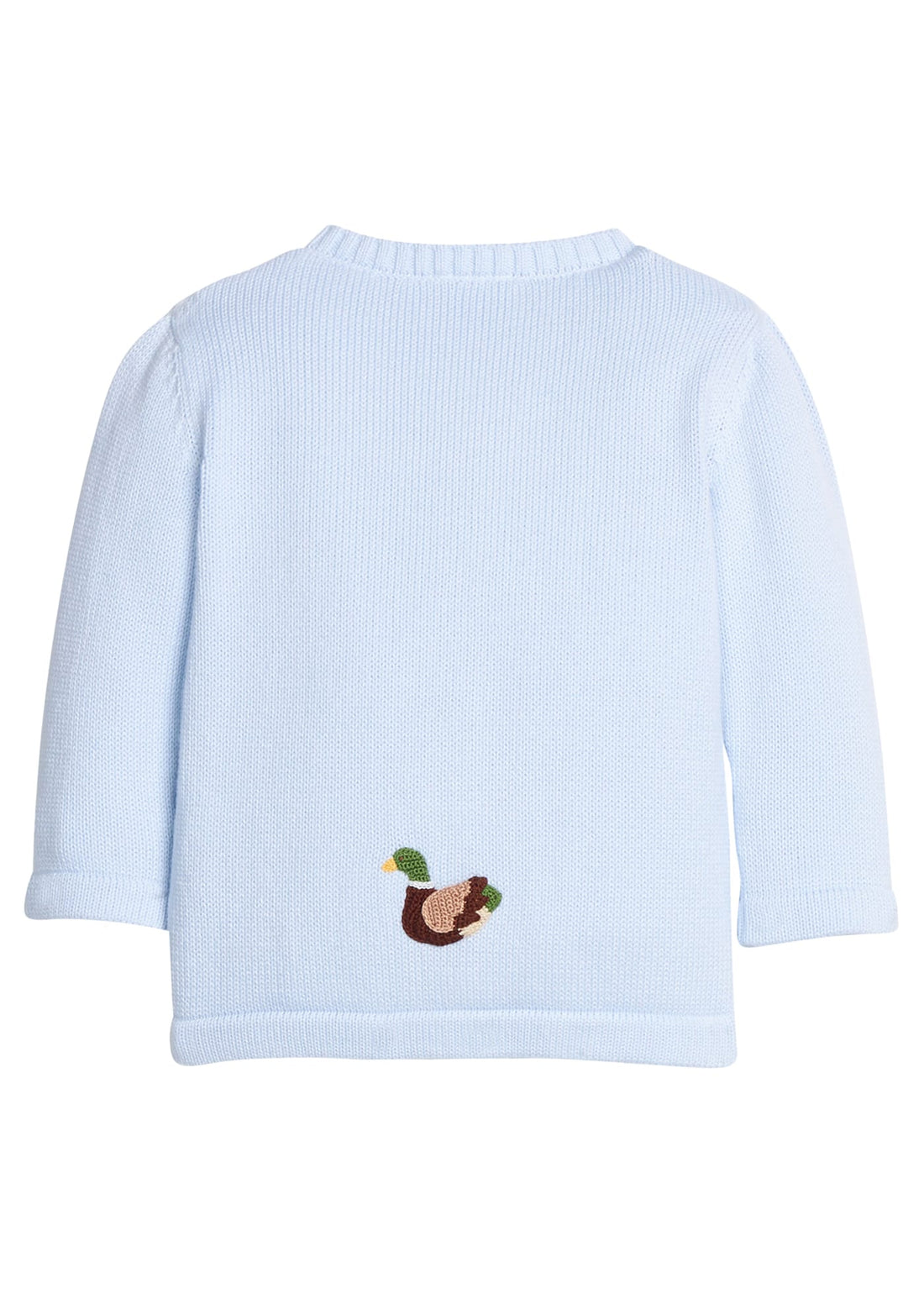 Little English classic baby clothes, signature light blue cardigan with mallards for baby boys