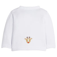 Little English classic baby clothes, signature white cardigan with reindeers for baby boys and girls for holiday