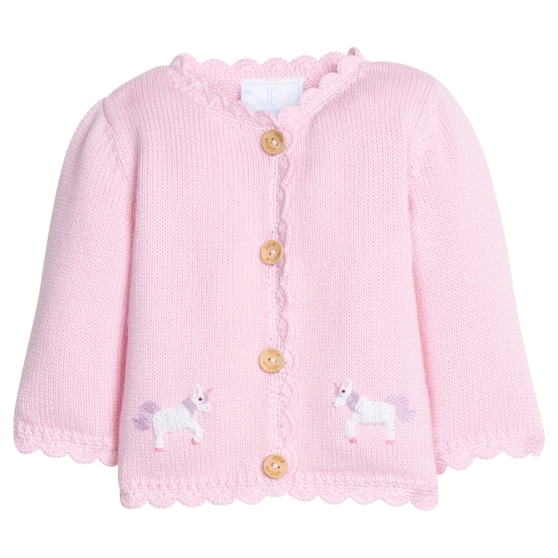 Little English Girl's Crochet Cardigan Unicorn