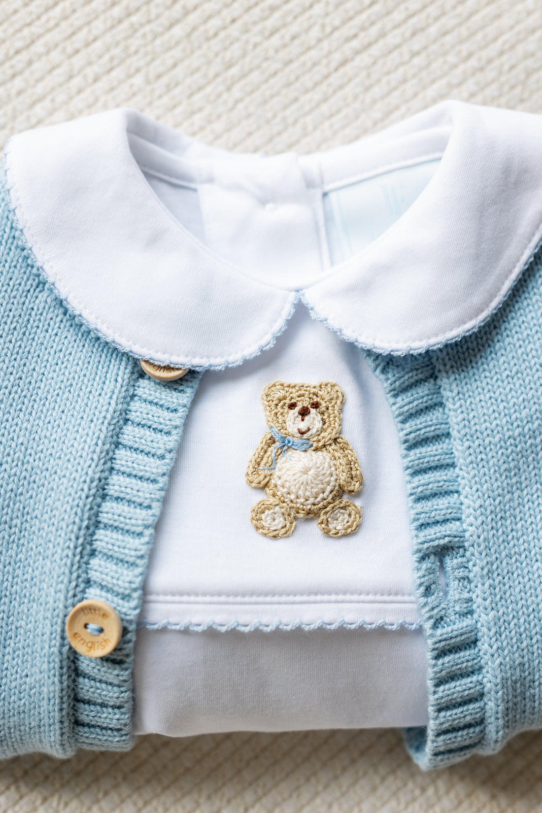 Crochet Playsuit - Blue Teddy Bear
