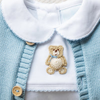 Crochet Playsuit - Blue Teddy Bear