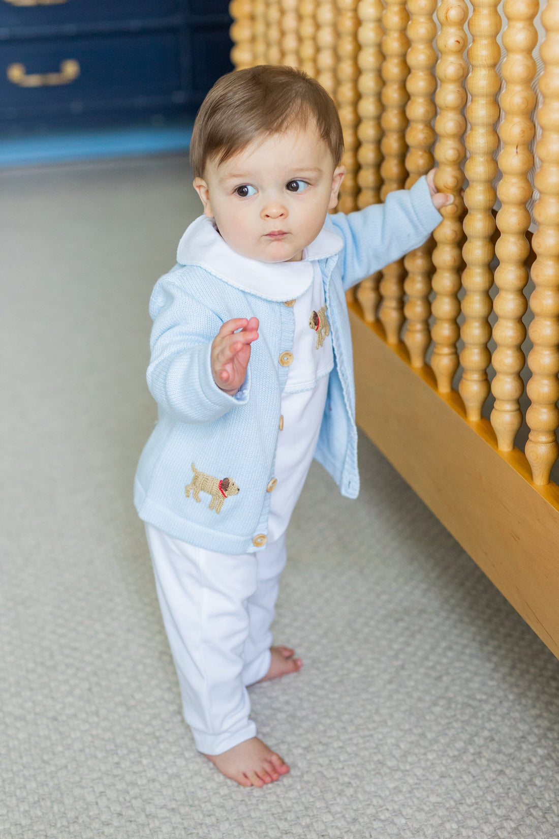 Blue Lab Crochet Cardigan for Baby Boy Little English