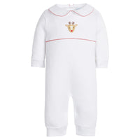 Little English classic baby clothing, signature pima cotton crochet playsuit with reindeer for boy and girl holiday