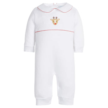 Little English classic baby clothing, signature pima cotton crochet playsuit with reindeer for boy and girl holiday