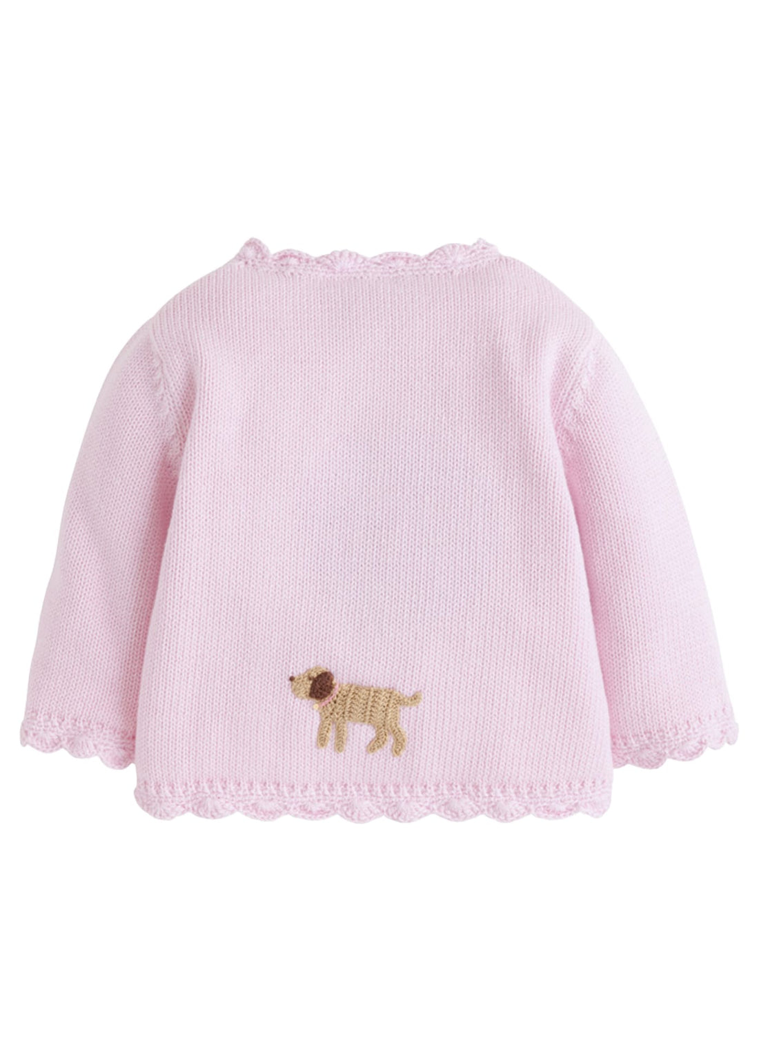 Little English traditional crochet sweater, pink lab crochet sweater for baby girl