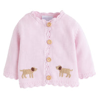Little English traditional crochet sweater, pink lab crochet sweater for baby girl