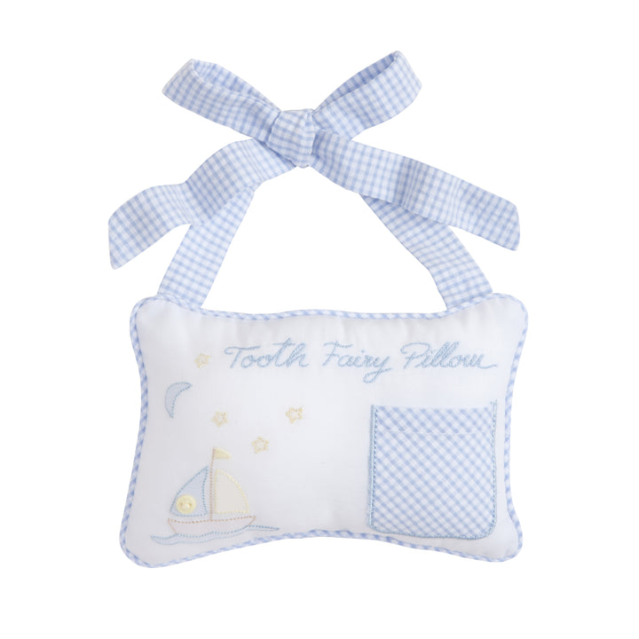 Little English children's tooth fairy pillow, blue tooth fairy pillow for little boy