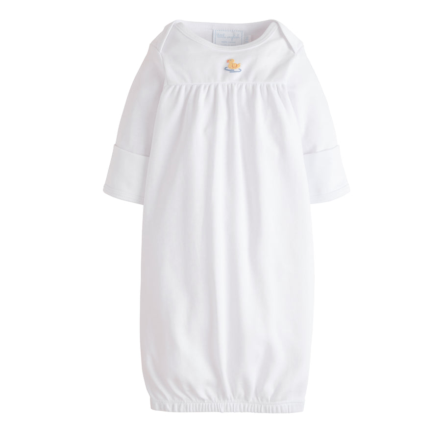 Little English classic newborn gown with pinpoint duck