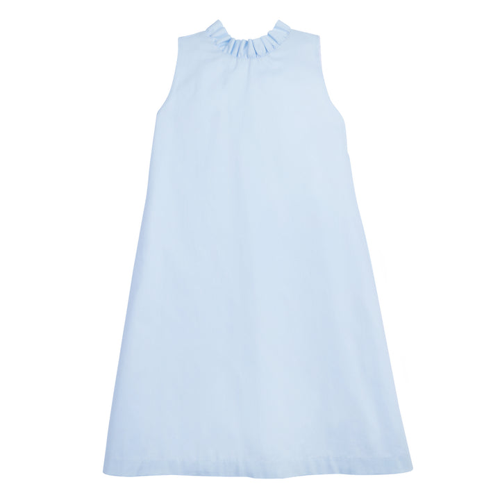 Little English traditional girl's clothing, classic older girl's sleeveless dress for spring, light blue dress with ruffle collar for tweens