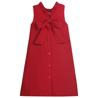 little english classic childrens clothing girls red sleeveless dress with ruffled neckline