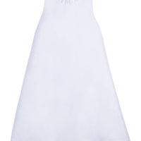 Little English girl's white special occasion dress, sleeveless flower girl dress with ruffle neck and bow detail, tween girl's graduation dress
