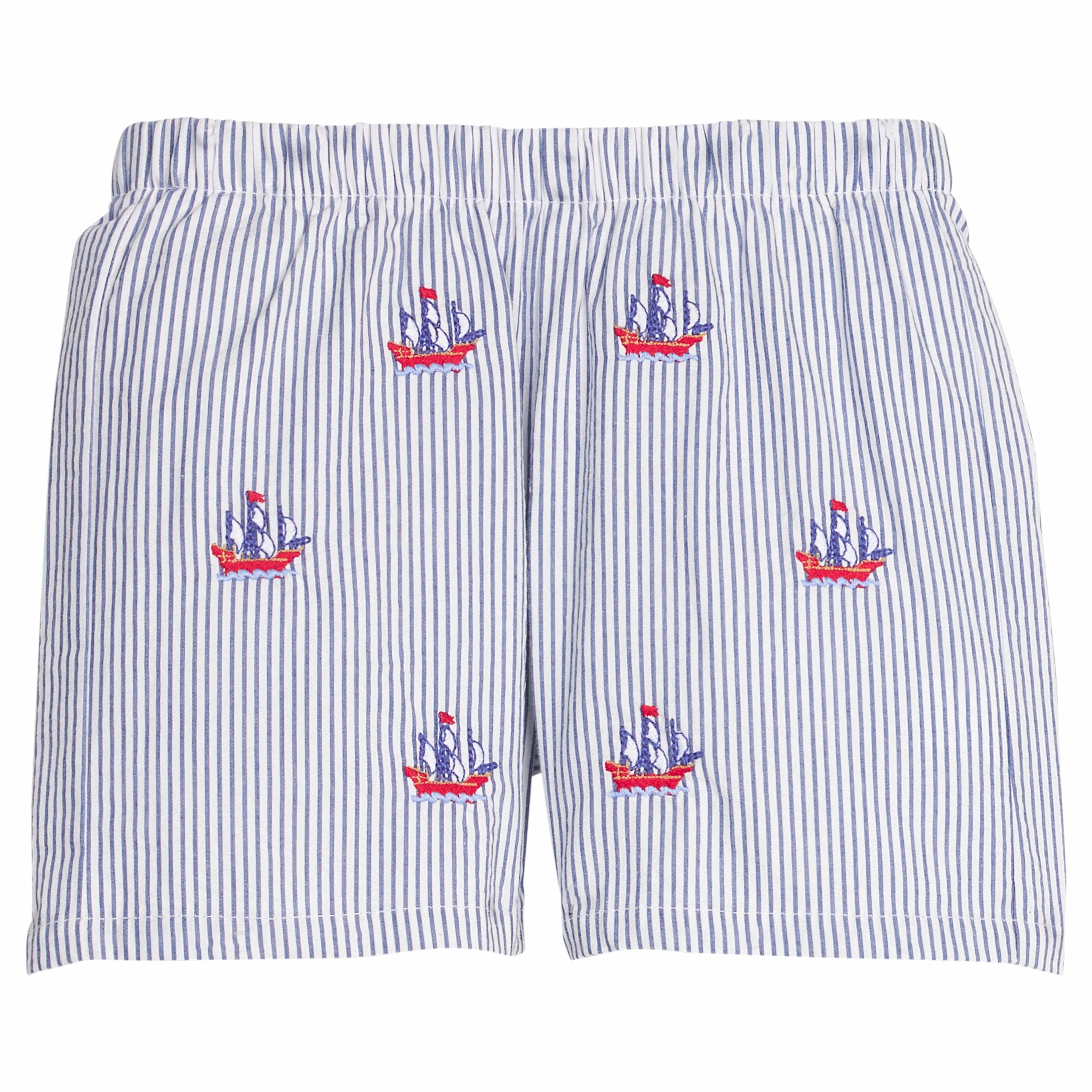 Savannah Stripe Basic Short - Blue & White Boy Summer Short