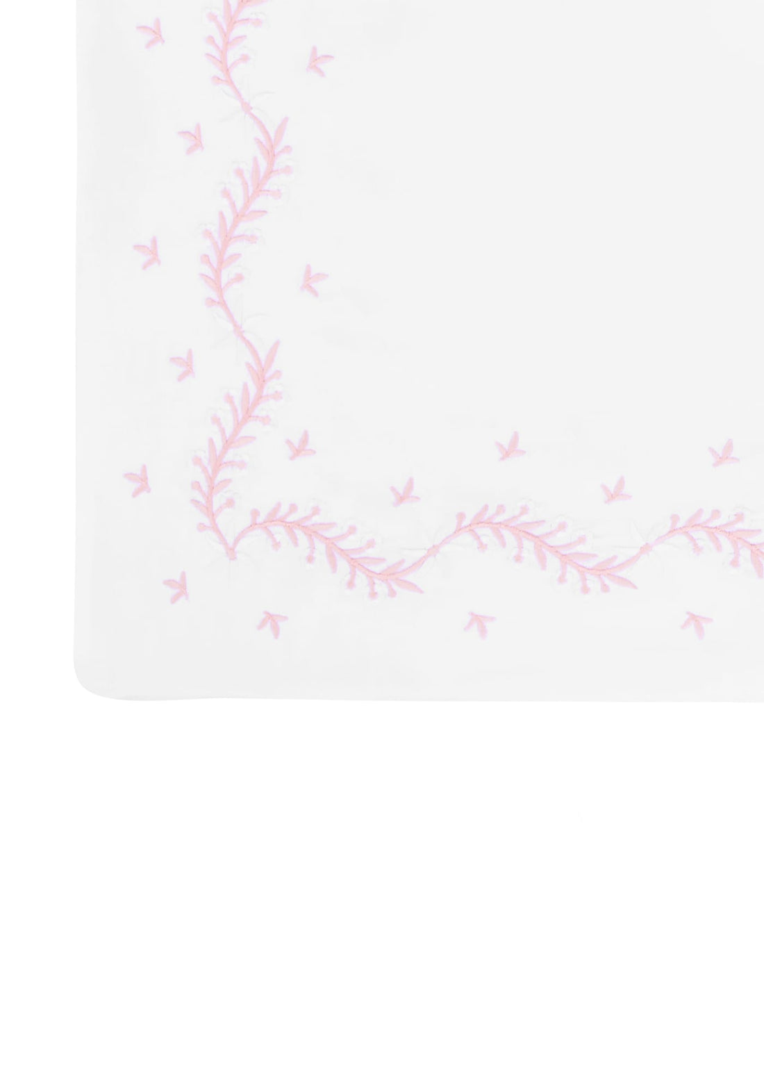 Little English classic nursery goods for baby, white crib sheet with simple light pink embroidery along the edges for baby