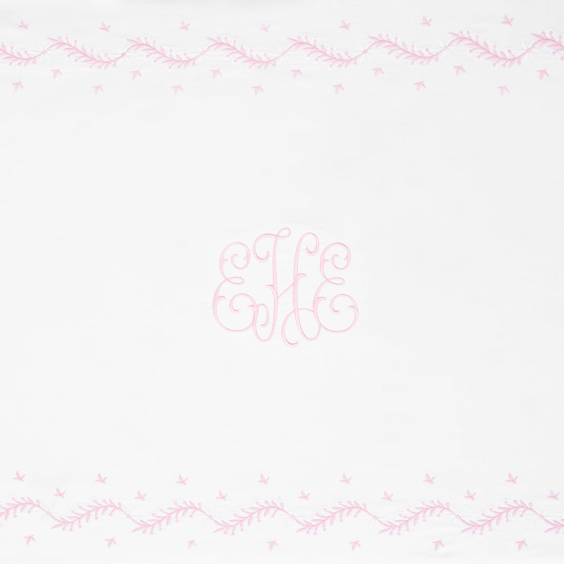 Little English classic nursery goods for baby, white crib sheet with simple light pink embroidery along the edges for baby