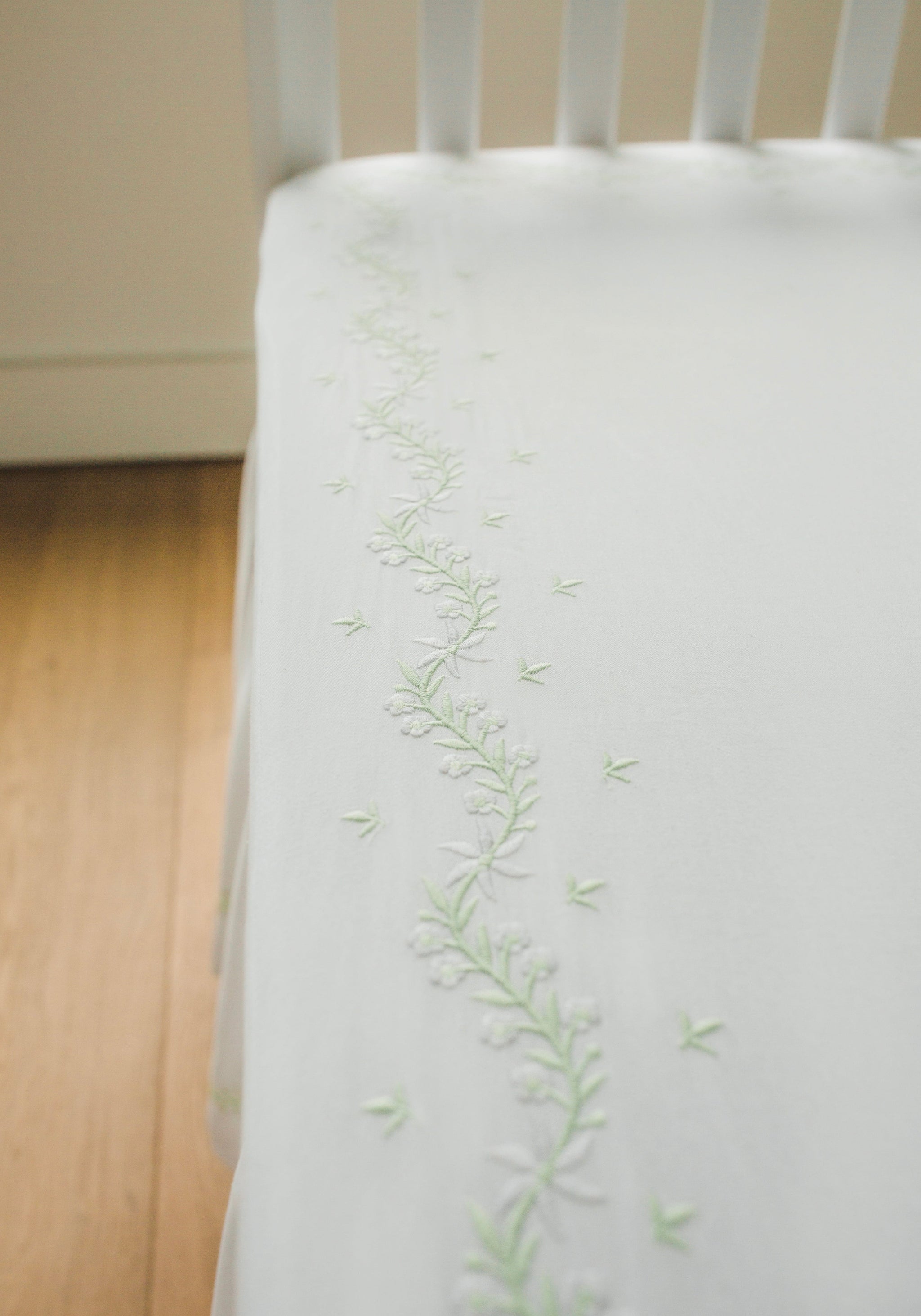 Embroidered Crib Sheet - Sky