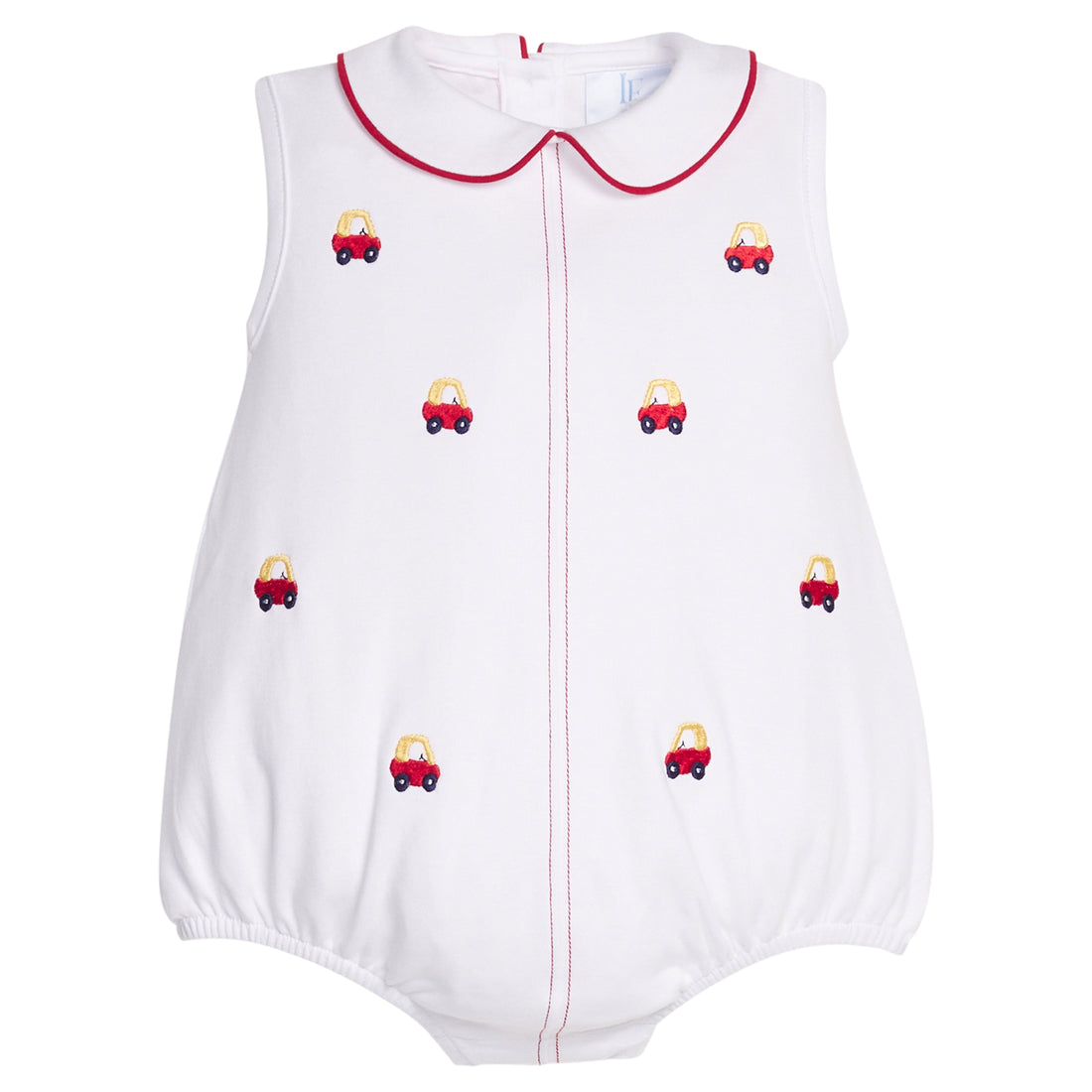 Little english classic sleeveless peter pan bubble with toy car embroidery, for baby 