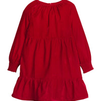 little english classic children's clothing tiered red velvet long sleeve dress for girls for holiday