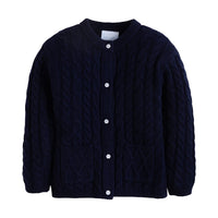 little english classic children's clothing, unisex navy cashmere blended cardigan