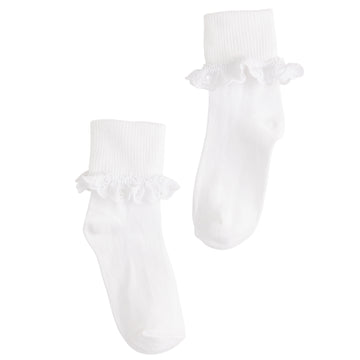 Little English classic white socks with eyelet ruffle