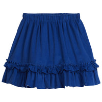 little english classic childrens clothing girls royal blue corduroy skirt with ruffles at the hem