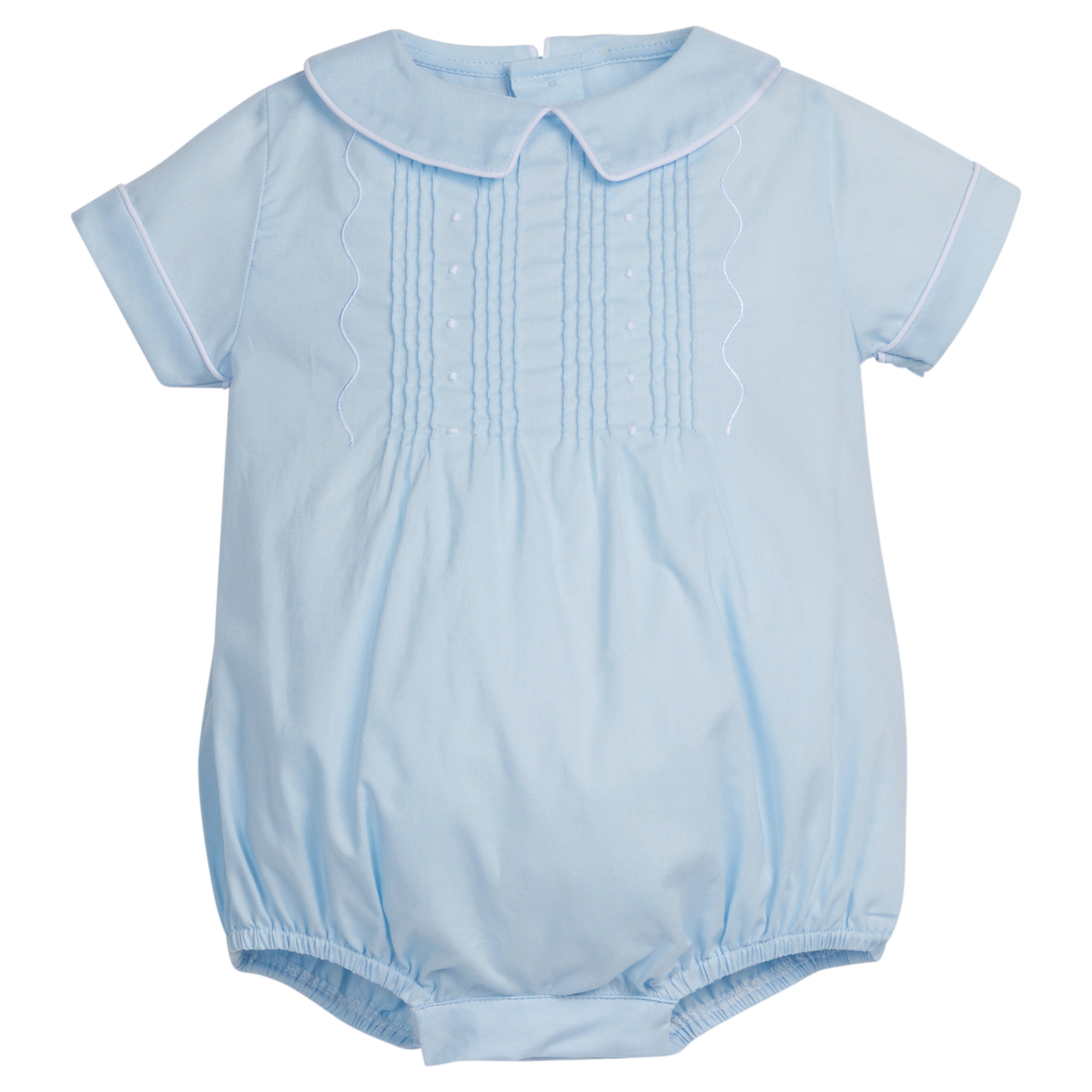 Boys Blue/White Stripe Gauze Reef Bubble Romper by Me & Henry main image 0