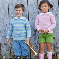 Little English classic childrens clothing toddler boy blue and green fair isle sweater 