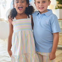 Little English traditional children's clothing, Boy's basic short in Rainbow Stripe Seersucker for Spring