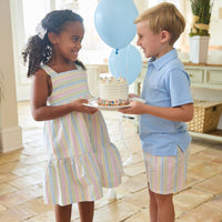 Little English traditional children's clothing, Boy's basic short in Rainbow Stripe Seersucker for Spring