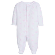 little english classic childrens clothing girls footie with pink swan motif 