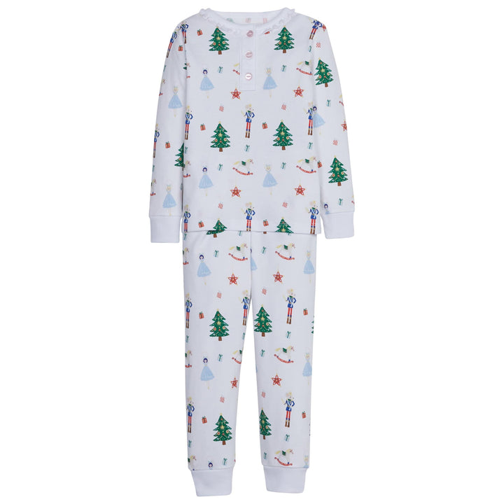 little english classic childrens clothing girls jammies with nutcracker and christmas tree motifs