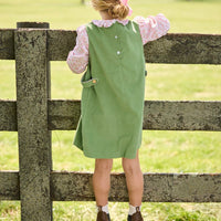 Little English traditional children's clothing. Watercress Green and pink floral long sleeve jumper set for girls.