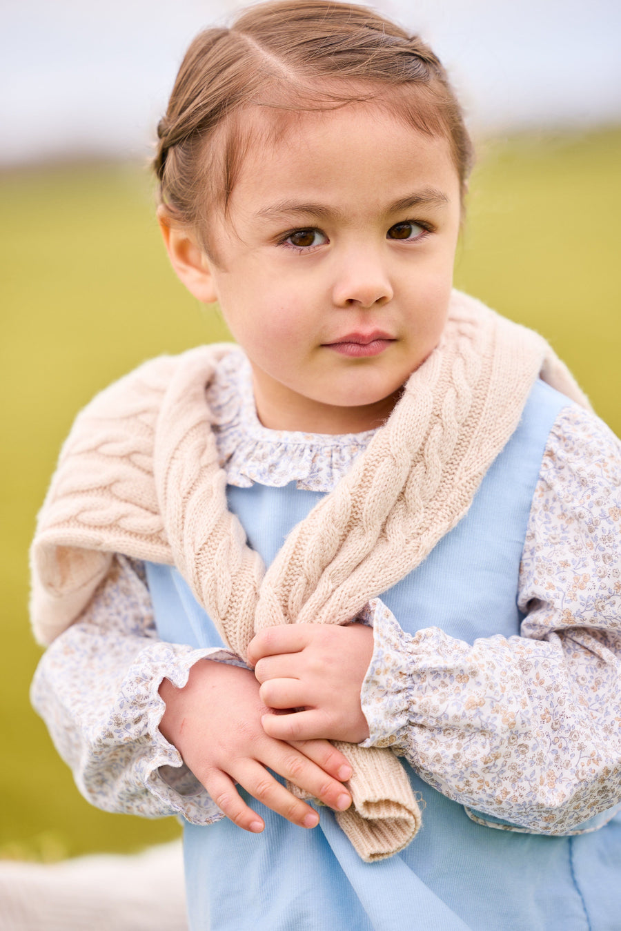 Little english classic greenwich jumper set in winthrop floral with cashmere blend cardigan in oatmeal, fall outfit for little girls