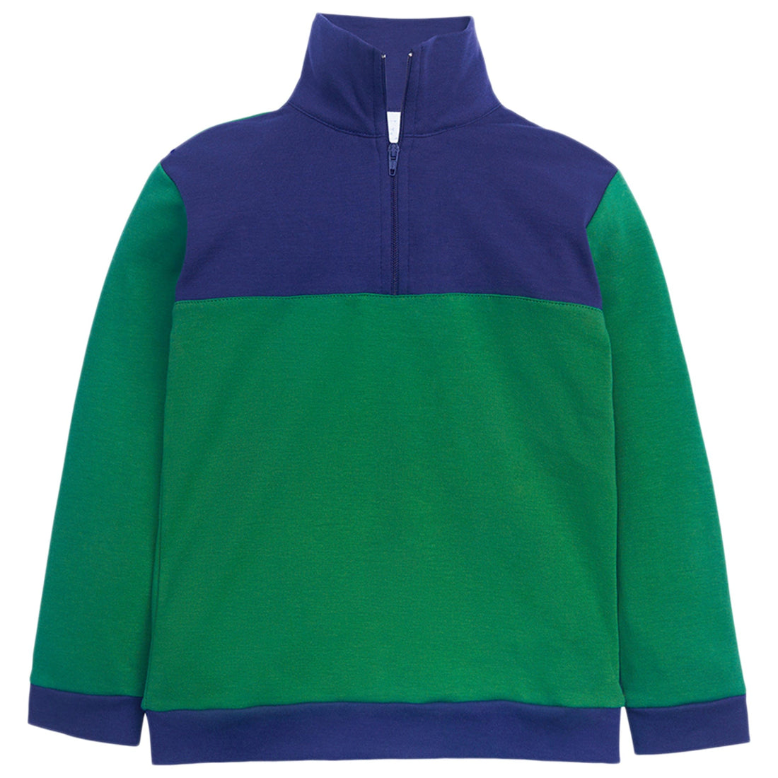 little english classic childrens clothing boys green and navy color blocked half zip sweater
