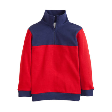 classic childrens clothing boys red and navy color blocked half zip sweater