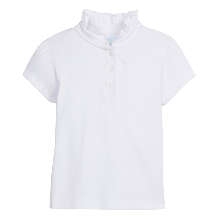 White Hastings Polo Girls Ruffle Collar Shirt – Little English