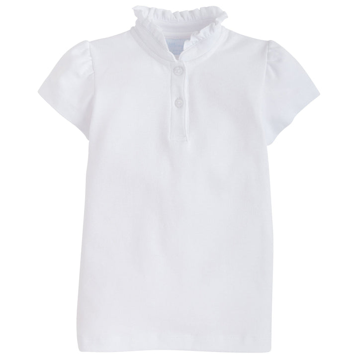 little english classic childrens clothing girls white polo with ruffle collar