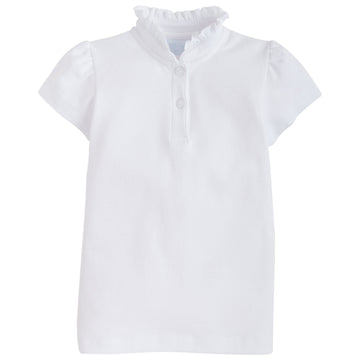 little english classic childrens clothing girls white polo with ruffle collar