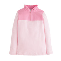 little english classic childrens clothing girls pink color blocked quarter zip pullover