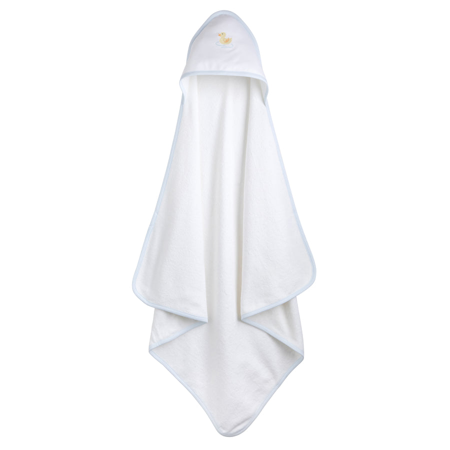 Little English terry cloth baby towel, hooded towel with embroidered duck