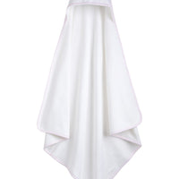 Little English white terry cloth baby towel, hooded towel with embroidered lab and light pink trim