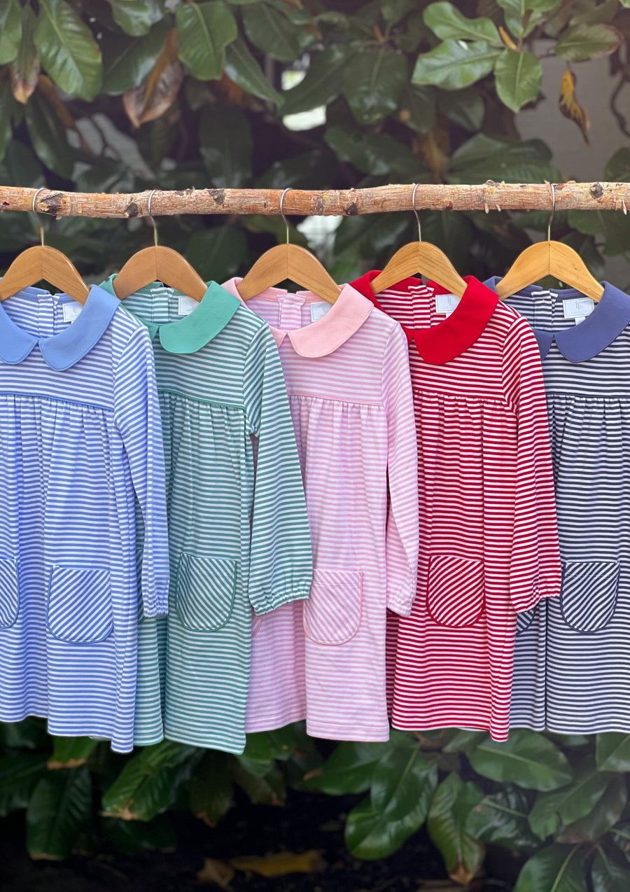 Little English girl's striped knit dresses