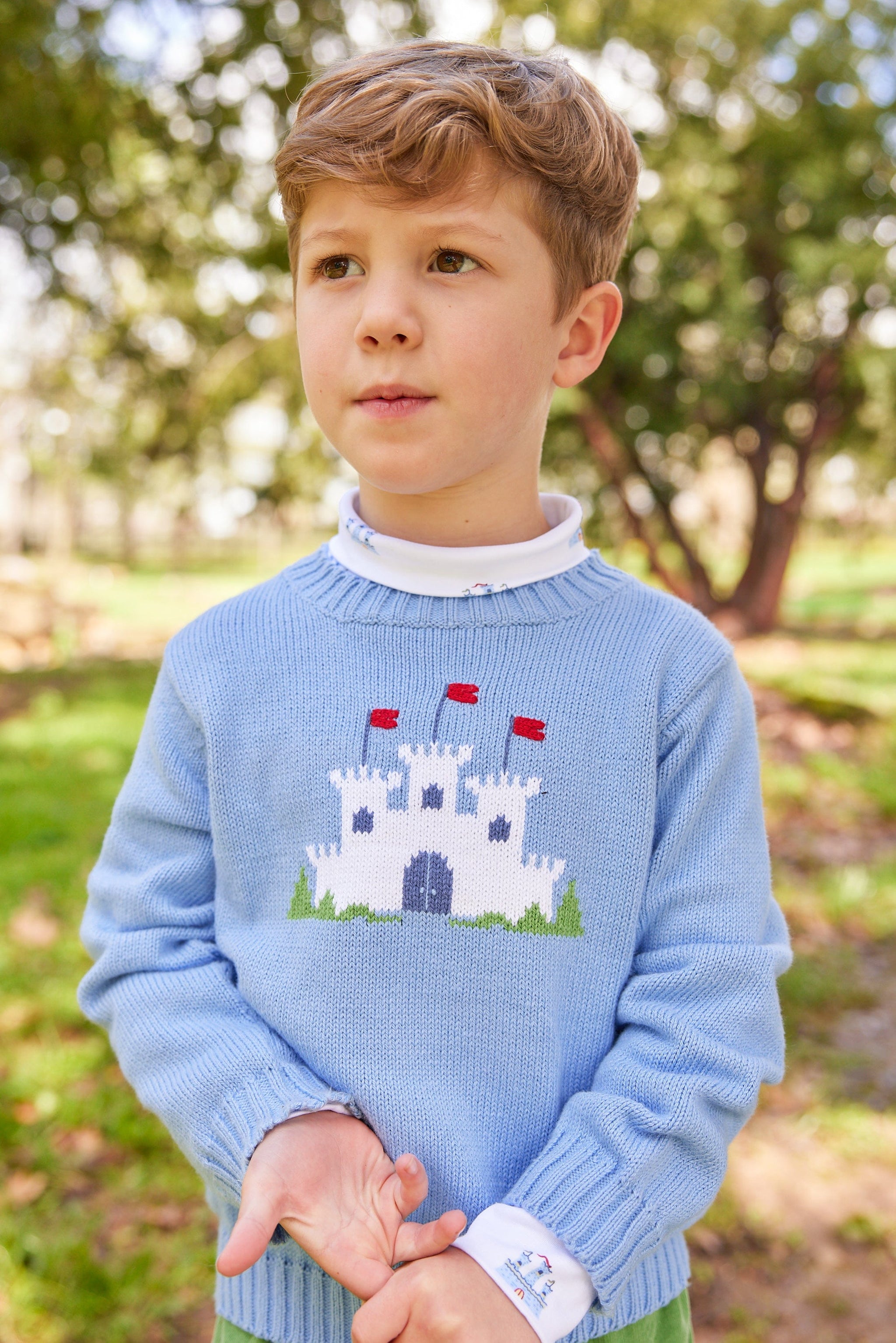 Little English Printed Turtleneck, Blue Dinosaur main image 0